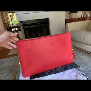 GUCCI , Large Tassel Red Leather Clutch